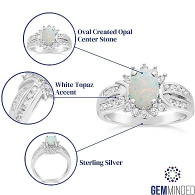 Gemminded Sterling Silver Lab-Created Opal & White Topaz Ring