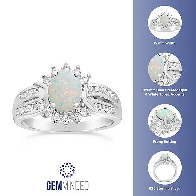 Gemminded Sterling Silver Lab-Created Opal & White Topaz Ring