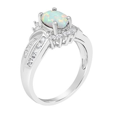 Gemminded Sterling Silver Lab-Created Opal & White Topaz Ring