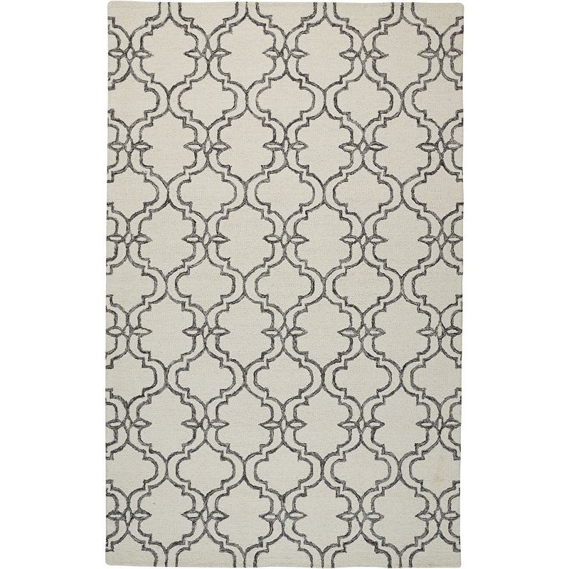 Weave & Wander Veran Ornamental Trellis Print Area Rug, Grey, 5X8 Ft