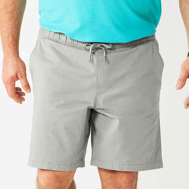 Sonoma Mens Big & Tall Twill Shorts 48 Flat Front Gray Silver Lining 9  Inseam