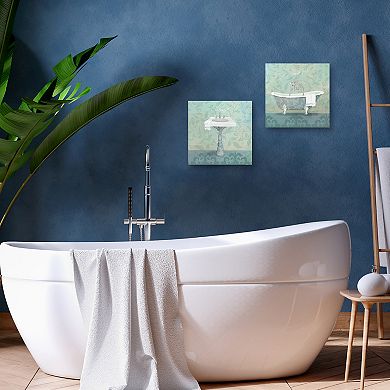 Masterpiece Damask Bath Sink & Tub Canvas Wall Art 2-piece Set