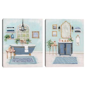 Masterpiece Blue Bath I & II Canvas Wall Art 2 pc Set