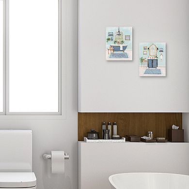 Masterpiece Blue Bath I & II Canvas Wall Art 2-piece Set
