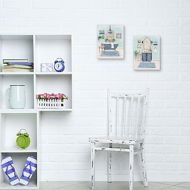 Masterpiece Blue Bath I & II Canvas Wall Art 2-piece Set