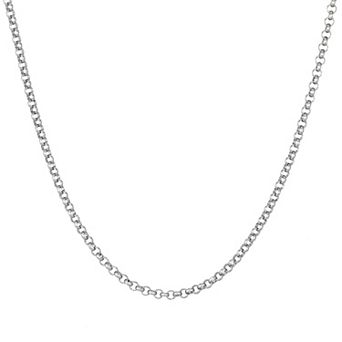 LYNX Men's Stainless Steel 2 mm Rolo Chain Necklace