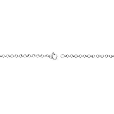 LYNX Men's Stainless Steel 2 mm Rolo Chain Necklace