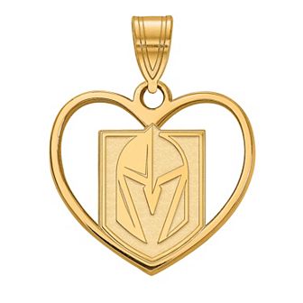 LogoArt Sterling Silver Las Vegas Golden Knights Heart Pendant