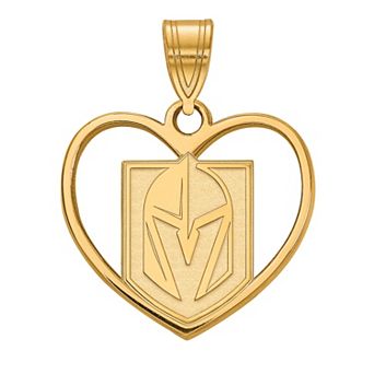 LogoArt Sterling Silver Las Vegas Golden Knights Heart Pendant