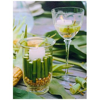 Northlight LED Lighted Spring Bamboo Candle in Vase 15.75" x 11.75" Canvas Wall Art