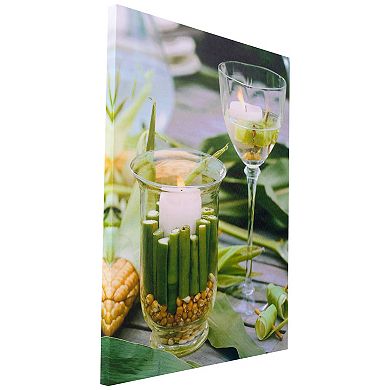 Northlight LED Lighted Spring Bamboo Candle in Vase 15.75" x 11.75" Canvas Wall Art