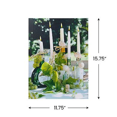 Northlight LED Lighted Spring Bamboo Candle in Vase 15.75" x 11.75" Canvas Wall Art
