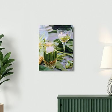 Northlight LED Lighted Spring Bamboo Candle in Vase 15.75" x 11.75" Canvas Wall Art