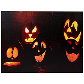 Northlight LED Lighted Silly and Spooky Jack-o'-lantern Halloween Canvas Wall Art