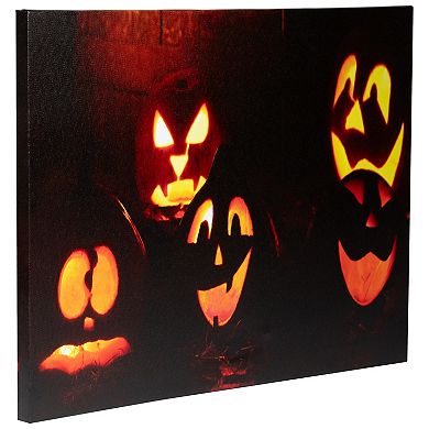Northlight LED Lighted Silly and Spooky Jack-o'-lantern Halloween Canvas Wall Art
