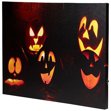 Northlight LED Lighted Silly and Spooky Jack-o'-lantern Halloween Canvas Wall Art