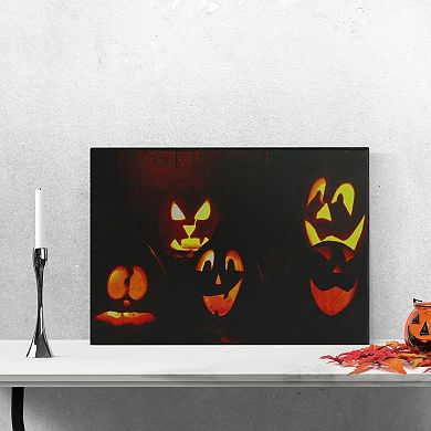 Northlight LED Lighted Silly and Spooky Jack-o'-lantern Halloween Canvas Wall Art