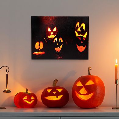 Northlight LED Lighted Silly and Spooky Jack-o'-lantern Halloween Canvas Wall Art