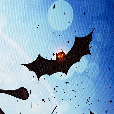 Northlight LED Lighted Jack-o'-lantern and Bats Halloween Canvas Wall Art