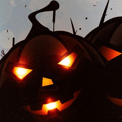 Northlight LED Lighted Jack-o'-lantern and Bats Halloween Canvas Wall Art