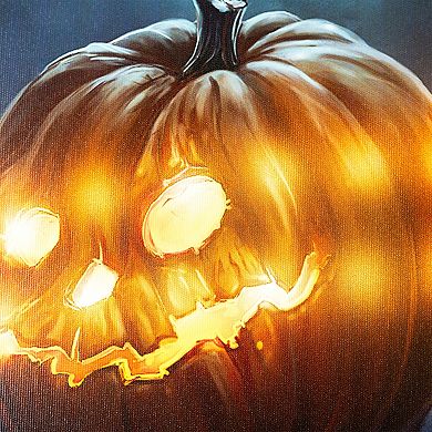 Northlight 23.5" LED Lighted Spooky Halloween Jack-o'-lantern Canvas Wall Art