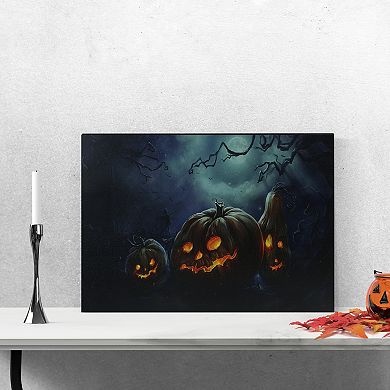 Northlight 23.5" LED Lighted Spooky Halloween Jack-o'-lantern Canvas Wall Art