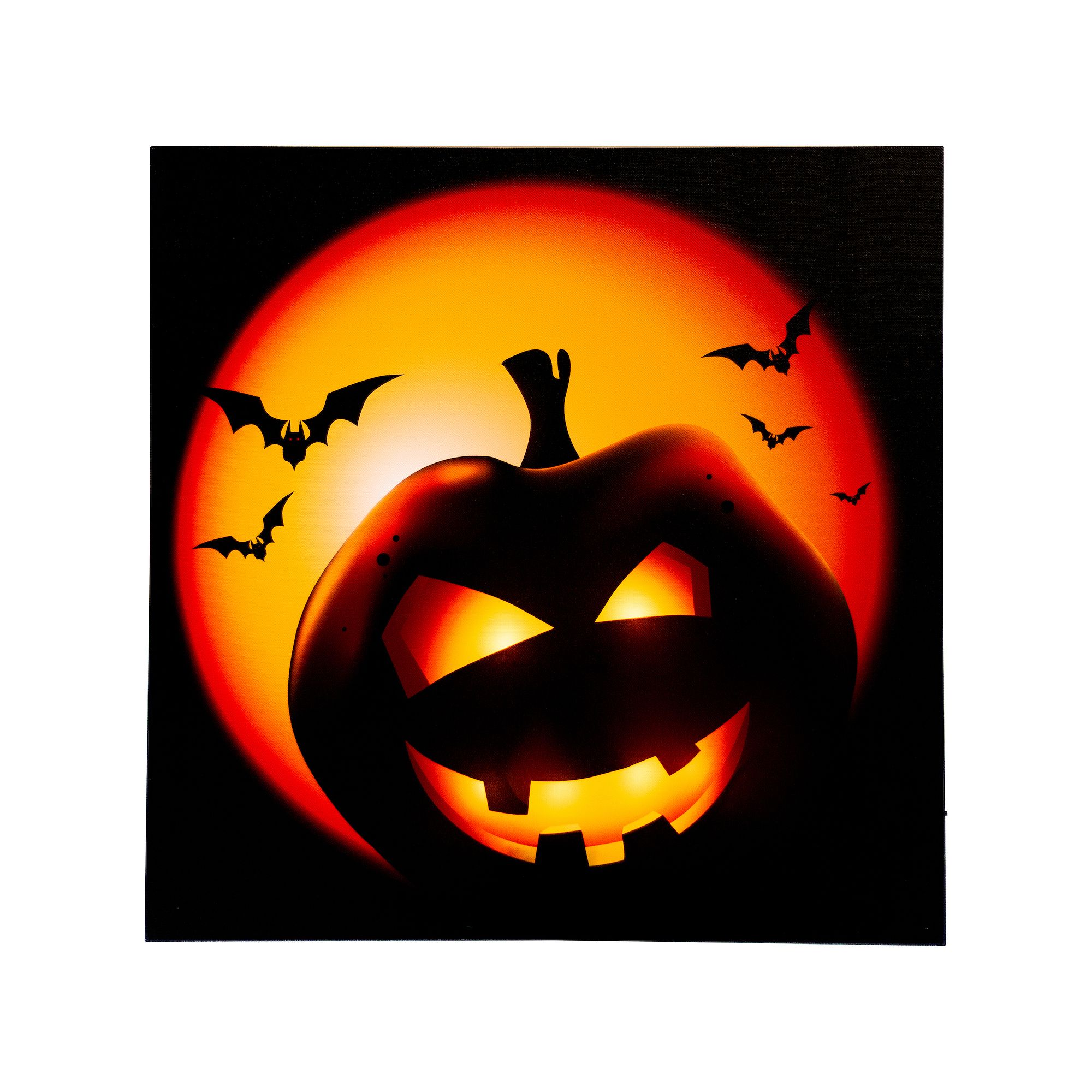 Northlight LED Lighted Bats and Jack-o-lantern Halloween Canvas Wall Art, 