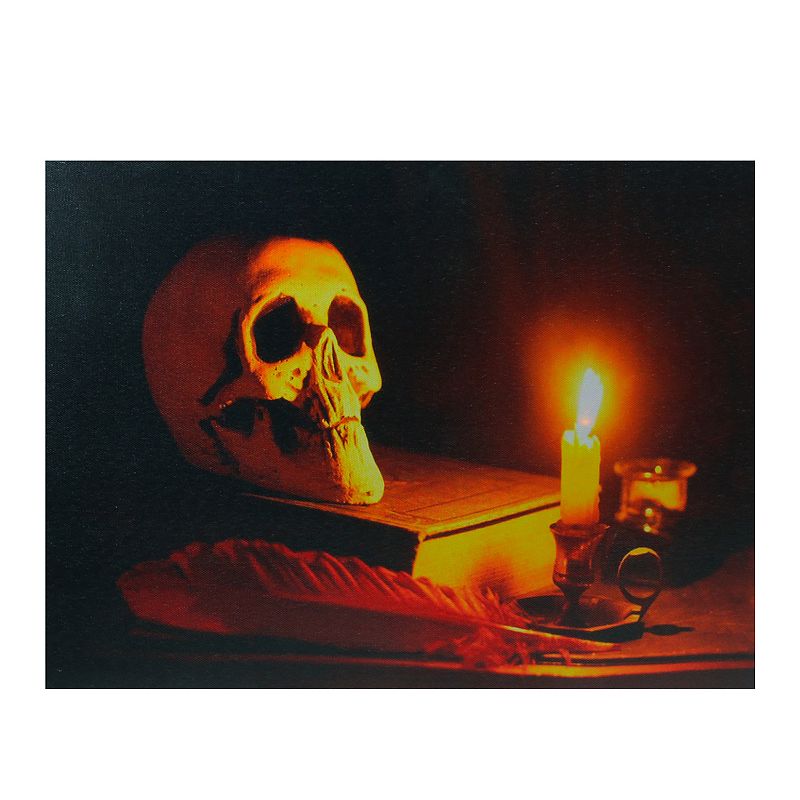 55304734 Northlight LED Lighted Skull Halloween Wall Art, B sku 55304734