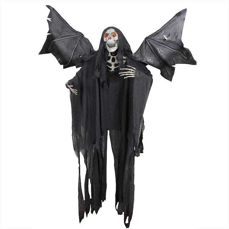 Northlight Pre-Lit Skeletal Reaper Wings Halloween Floor Decor, Black
