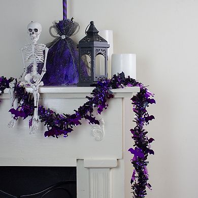 Northlight Purple Bats Unlit Halloween Tinsel Garland