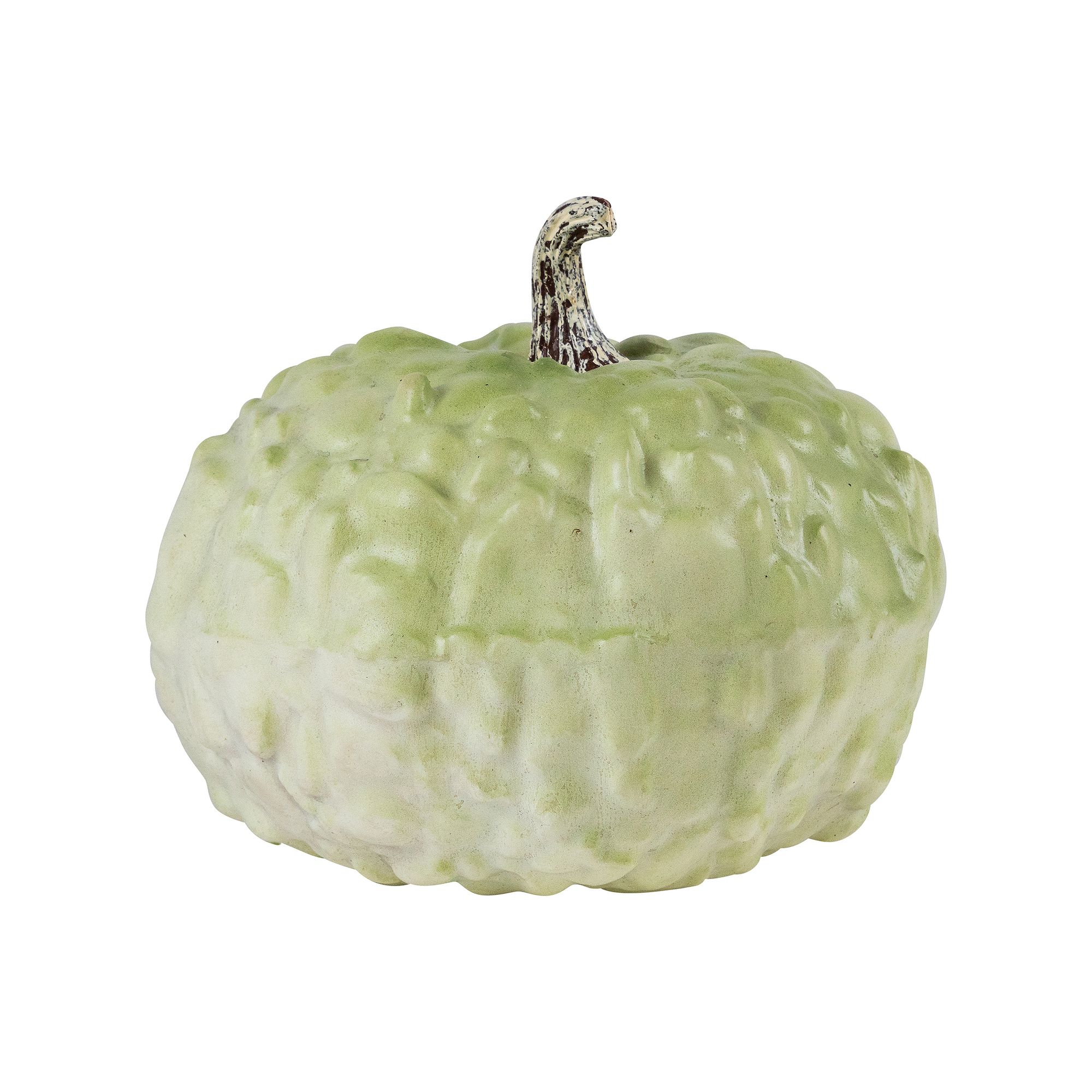 Northlight White Textured Artificial Pumpkin Halloween Table Decor, Green