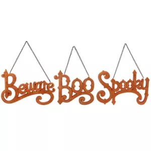 Northlight Set of 3 Boo, Spooky, and Beware Hanging Halloween Decorations, Orange