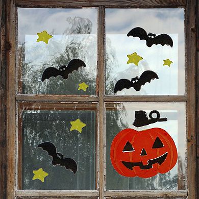 Northlight Jack O'Lantern Bat Halloween Gel Window Clings