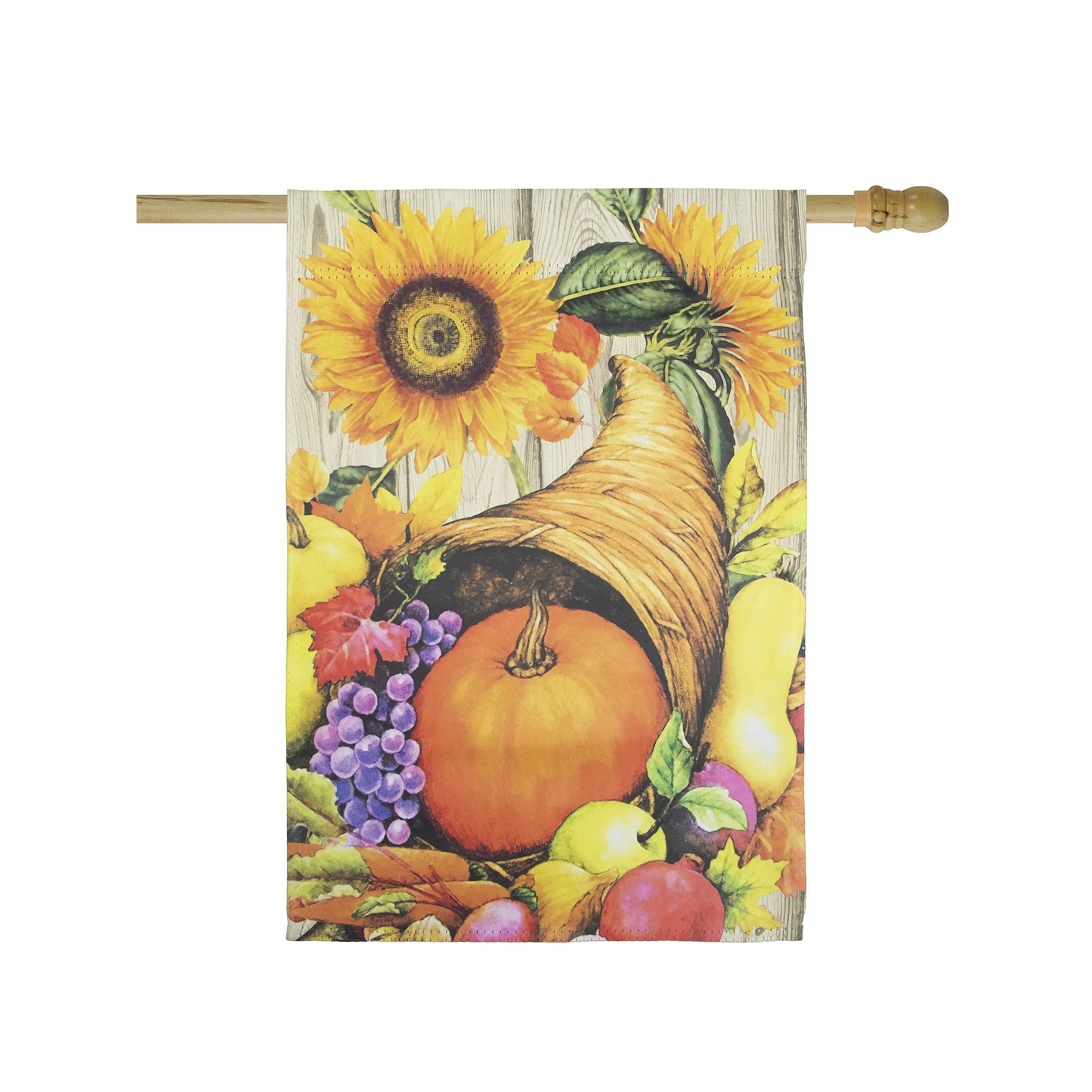 Northlight Cornucopia and Flowers Autumn Harvest Outdoor Garden Flag, Orang
