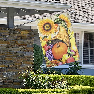 Northlight Cornucopia and Flowers Autumn Harvest Outdoor Garden Flag