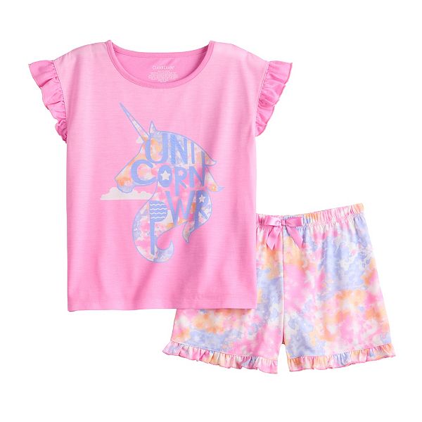 Girls 4-16 Cuddl Duds® Ruffle Detail Tee & Shorts Pajama Set