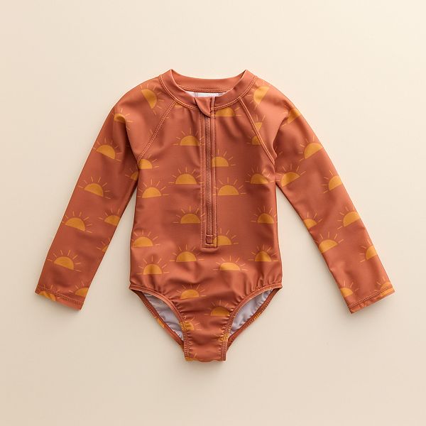 Modern Moments by Gerber Baby Boy One Piece Long Sleeve Rash Guard Swimsuit  with UPF 50+, Sizes 0/3M-24M 