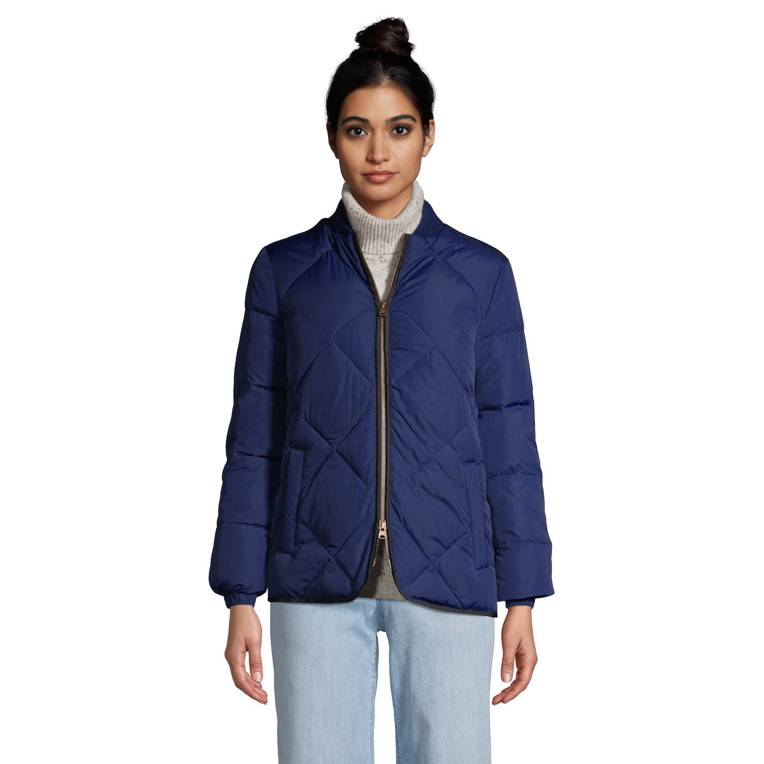 Image for Lands' End Petite Insulated Quilted Thermoplume Bomber Jacket at Kohl's.