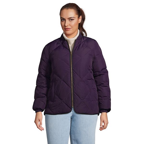 Plus Size Lands' End Insulated Quilted Thermoplume Bomber Jacket
