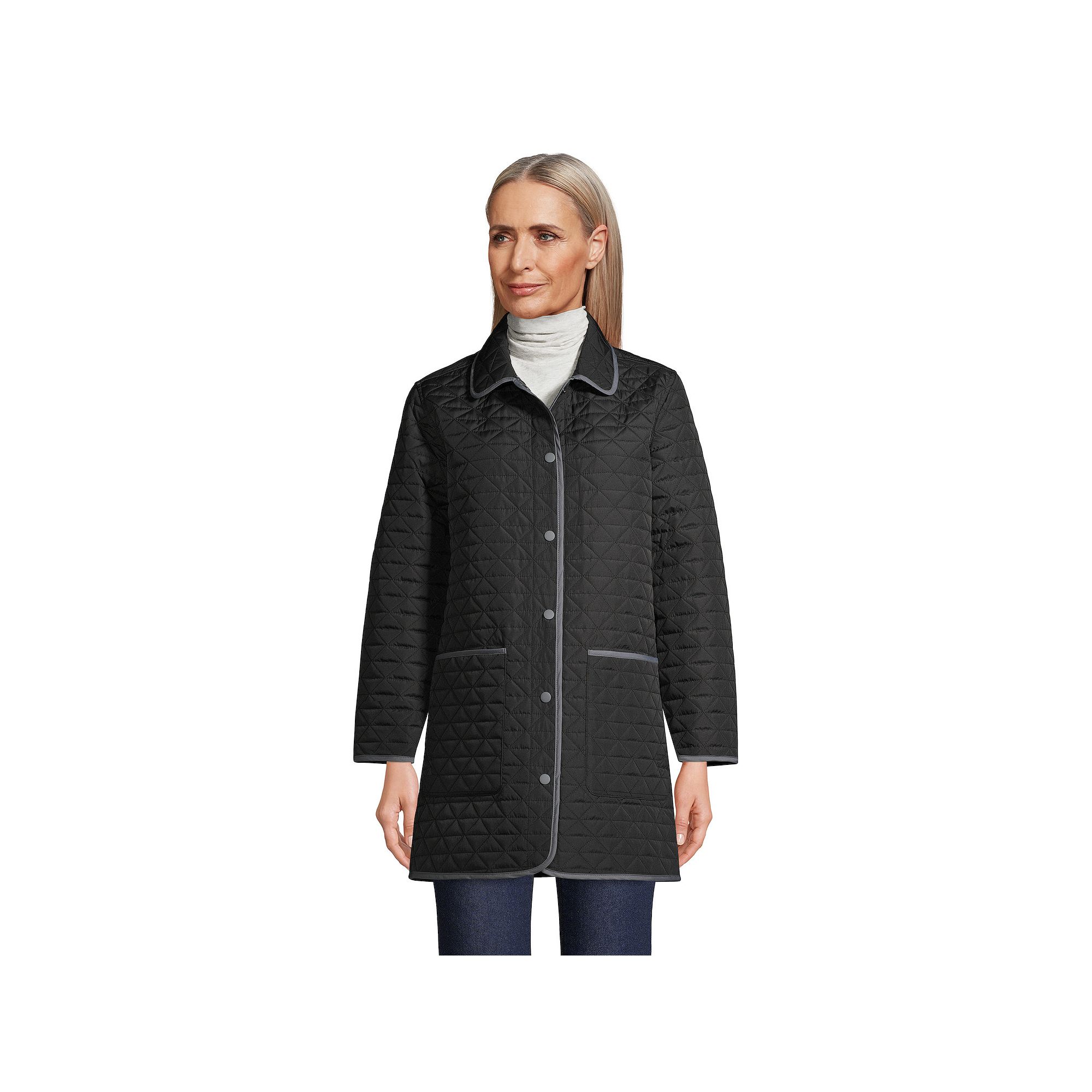 Womens Lands End Insulated Primaloft Reversible Coat, Size: Medium, Black