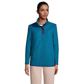 Women's Lands' End Insulated Quilted Snap-Neck Sweatshirt