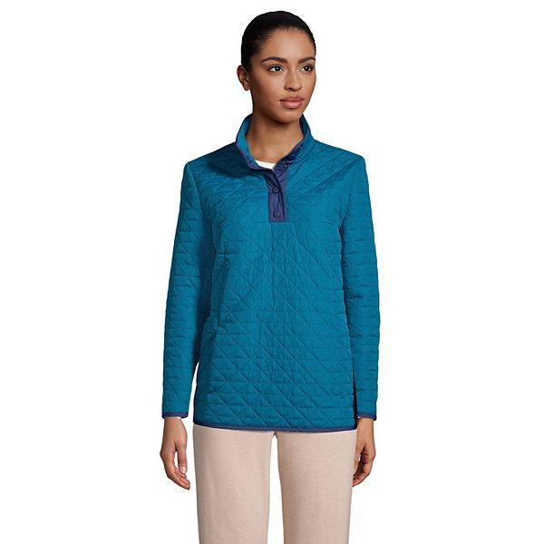 Women's Lands' End Insulated Quilted Snap-Neck Sweatshirt