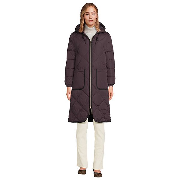 Womens Lands End Insulated Quilted Thermoplume Maxi Coat 0745