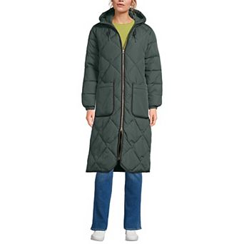 Women's Lands' End Insulated Quilted Thermoplume Maxi Coat