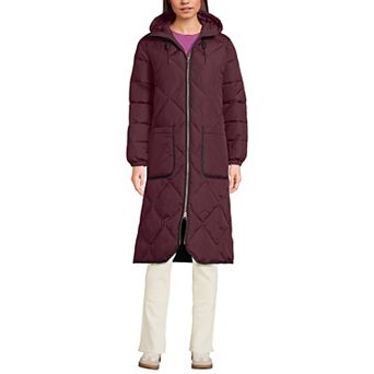 Women's Lands' End Insulated Quilted Thermoplume Maxi Coat