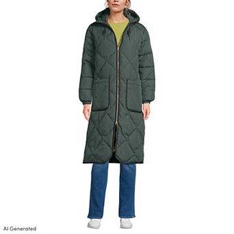 Petite Lands' End Insulated Quilted Thermoplume Maxi Coat