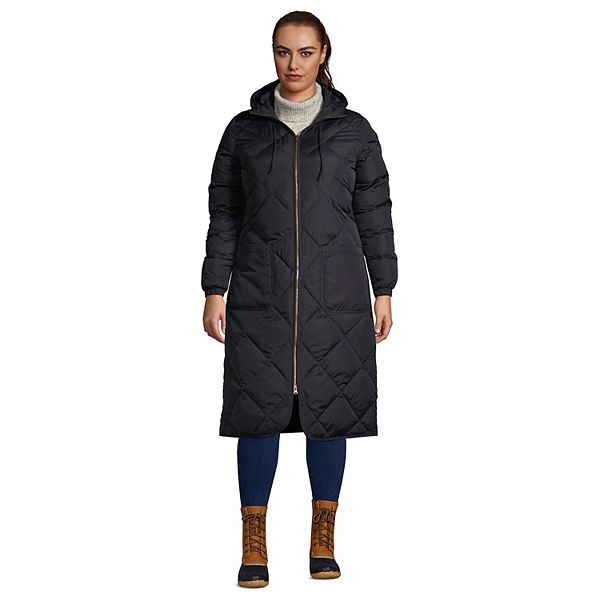 Plus Size Lands' End Insulated Quilted Thermoplume Maxi Coat