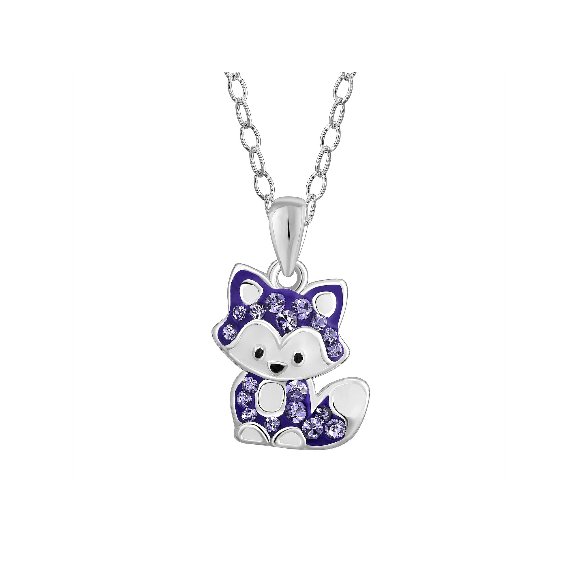 Charming Girl Kids Sterling Silver Crystal Fox Pendant Necklace, Girls, 