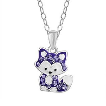 Charming Girl Kids' Sterling Silver Crystal Fox Pendant Necklace