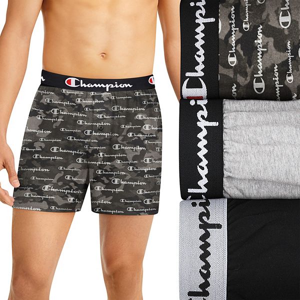 Men s Champion 3 Pack Cotton Stretch Knit Boxers